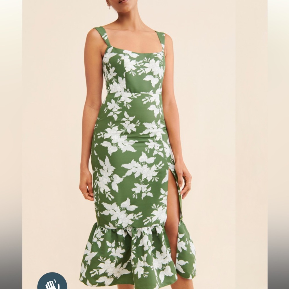 Sachin + Babi Green and White Floral Midi Dress